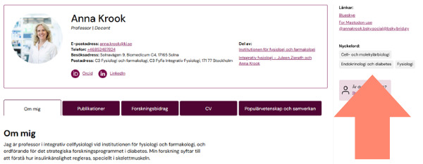 Example how where the links are listed on the profile page