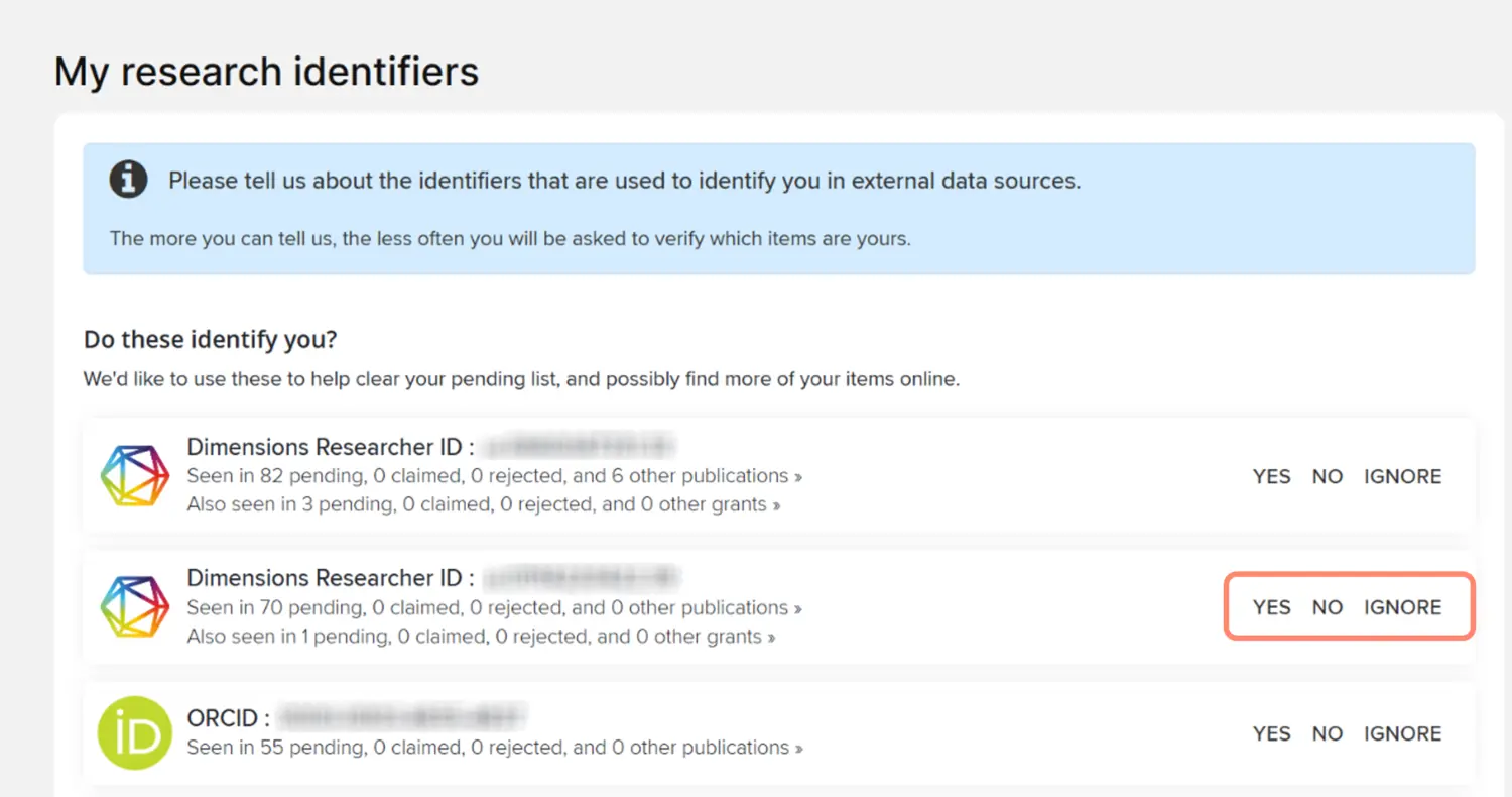 Claim researcher ID