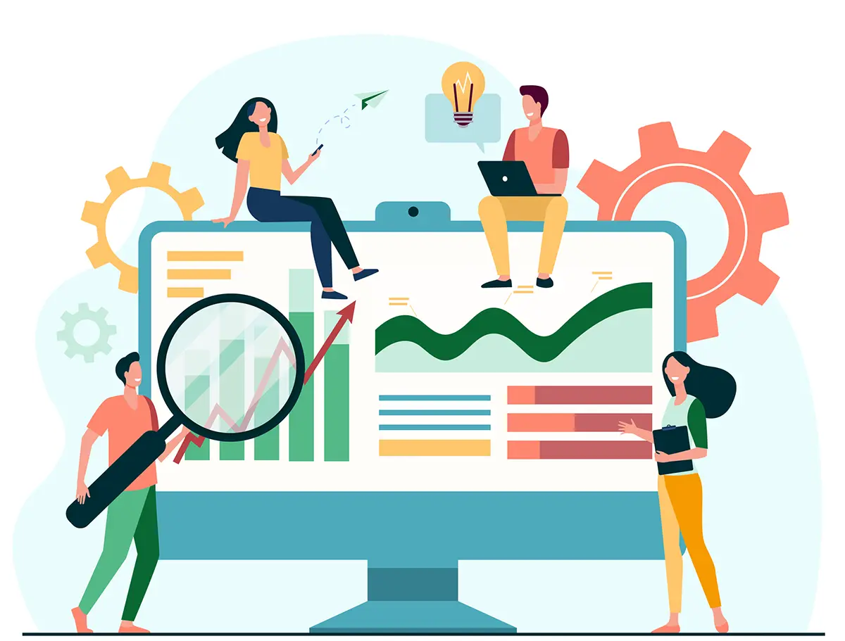 Decorative illustration symbolising tools and documents in project management