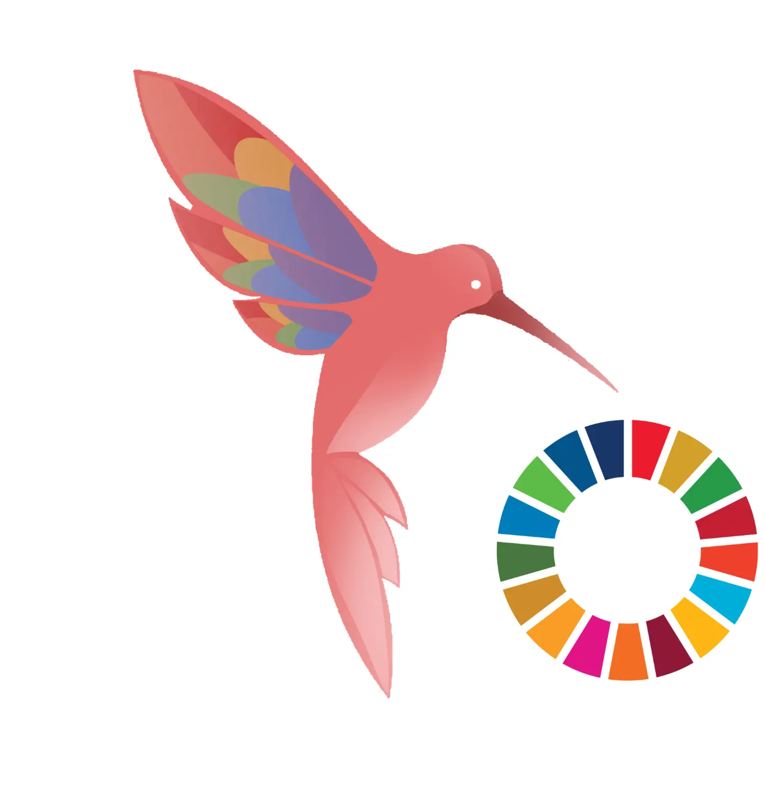 Image of a hummingbird flying over the SDG wheel