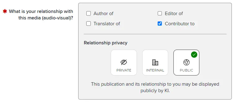 Screenshot showing where to select the Contributor to relationship.