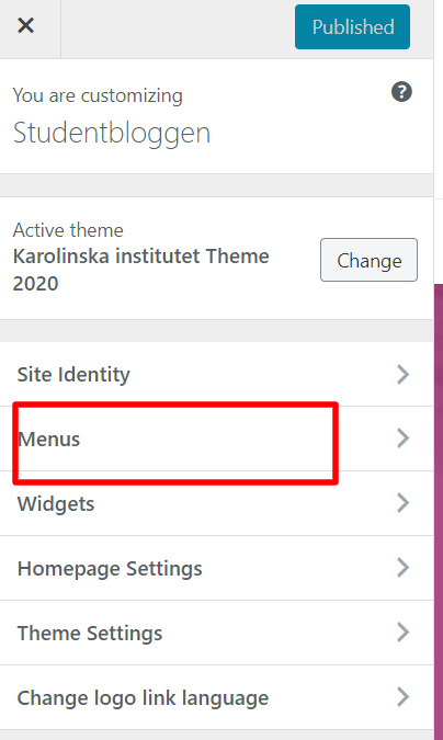 Customizing menus in Wordpress
