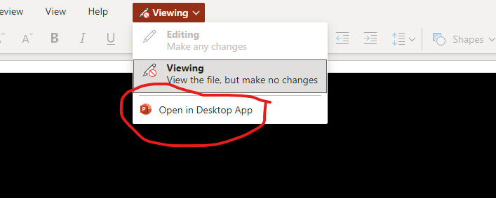 Screen shot showing how to edit in the desktop app.