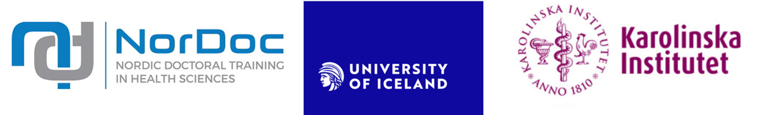 Logo for NorDoc, University of Iceland and Karolinska Institutet.