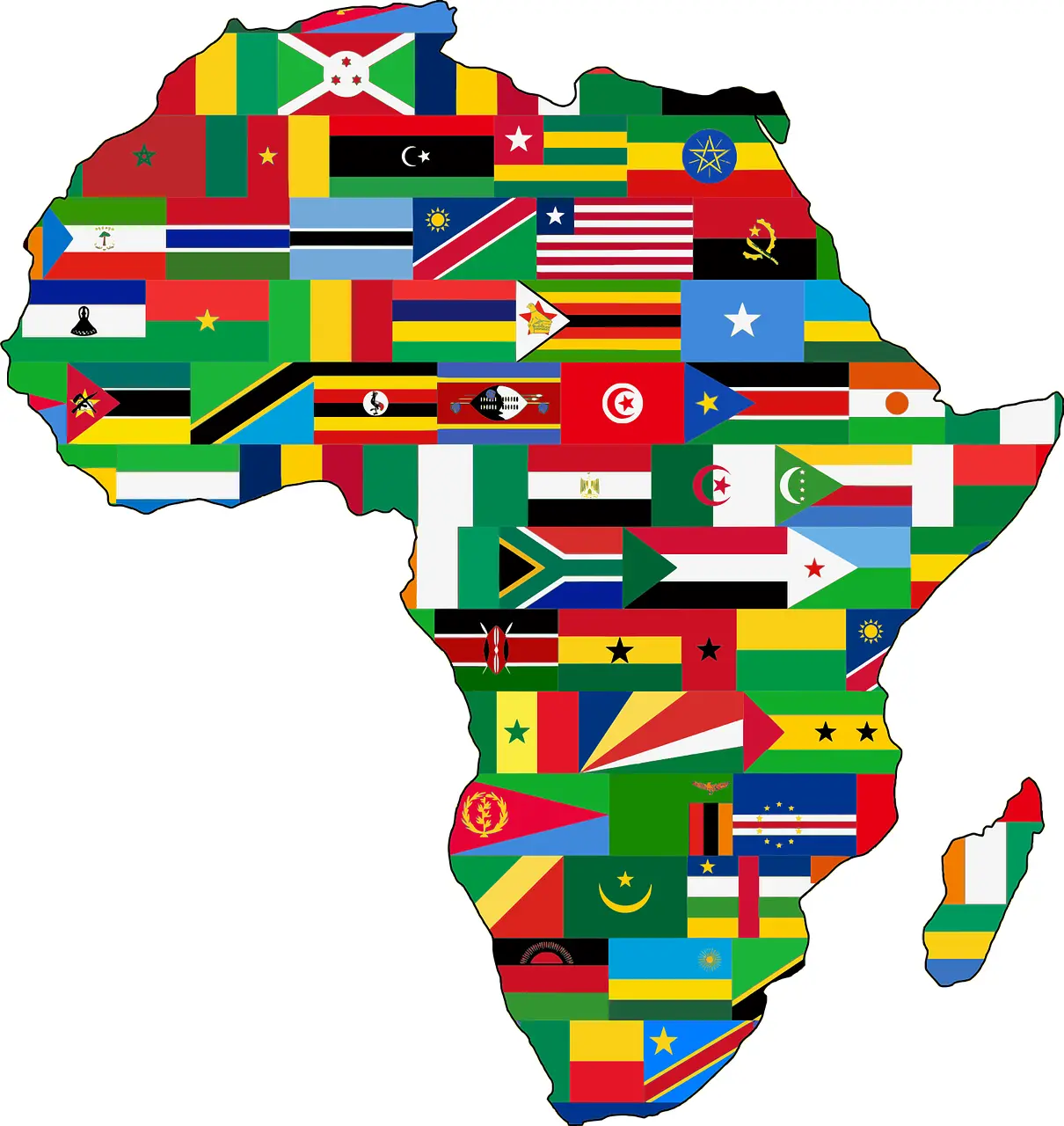 Africa map with flags