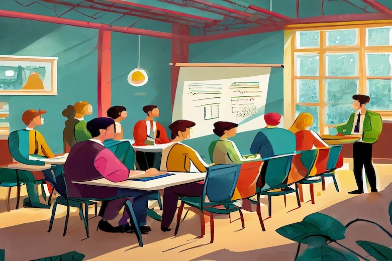 Illustration of a workshop.