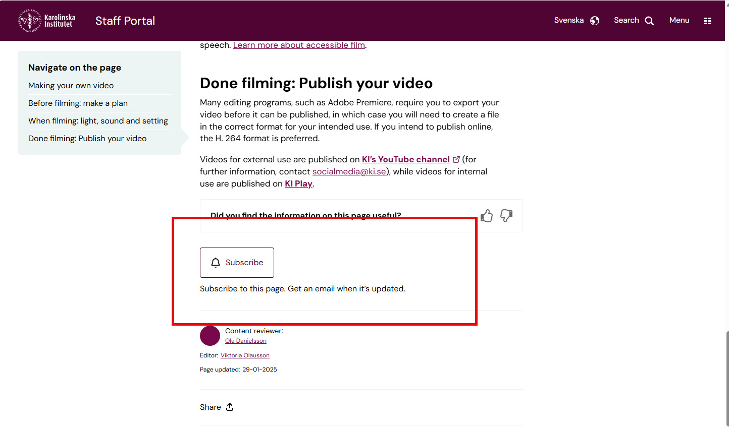 Screenshot for staff