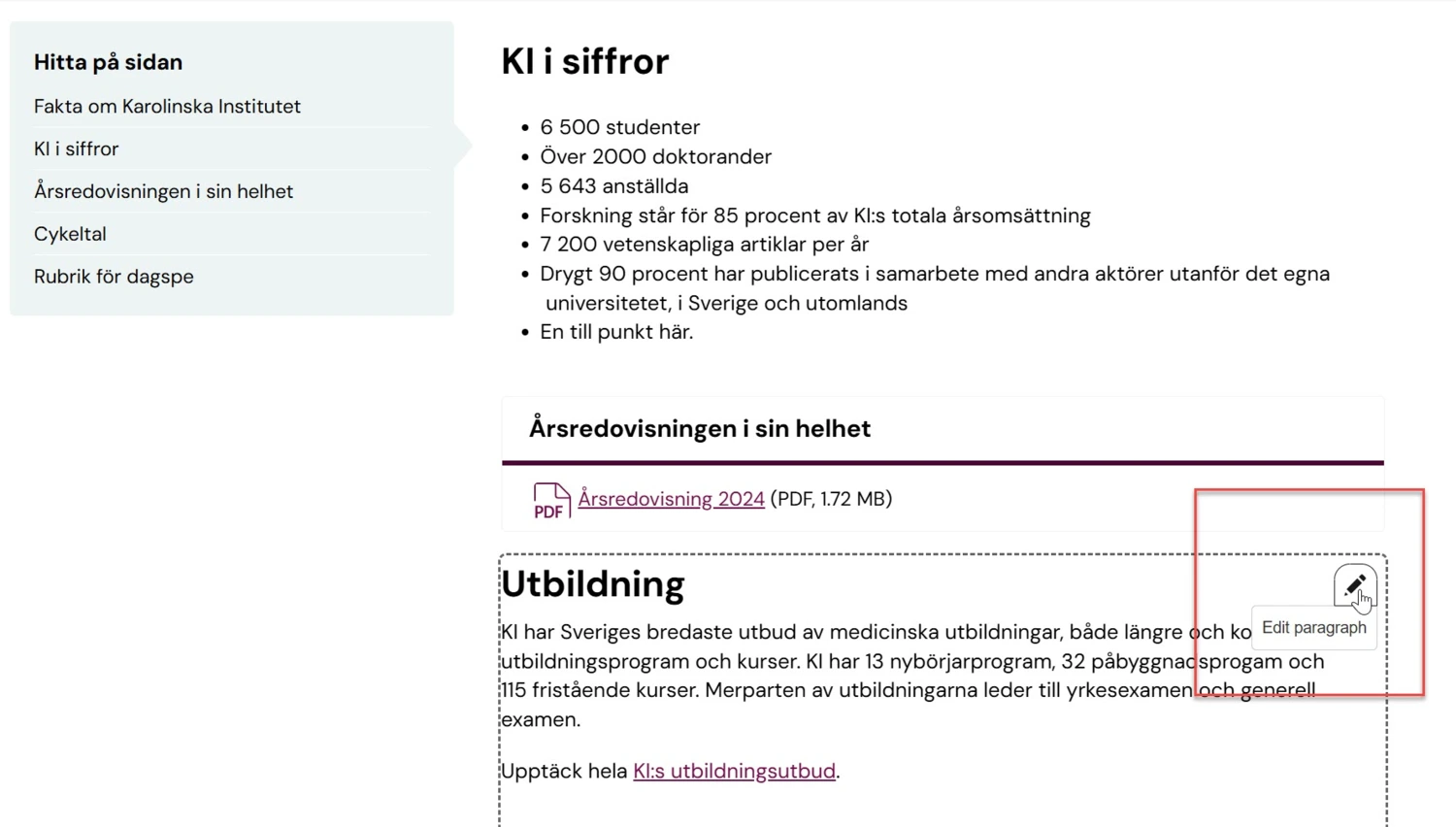 Screenshot of how to edti a paragraph.