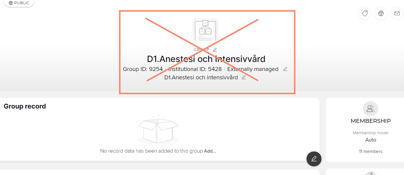 Screenshot of setting one should not alter for research groups in KI RIMS