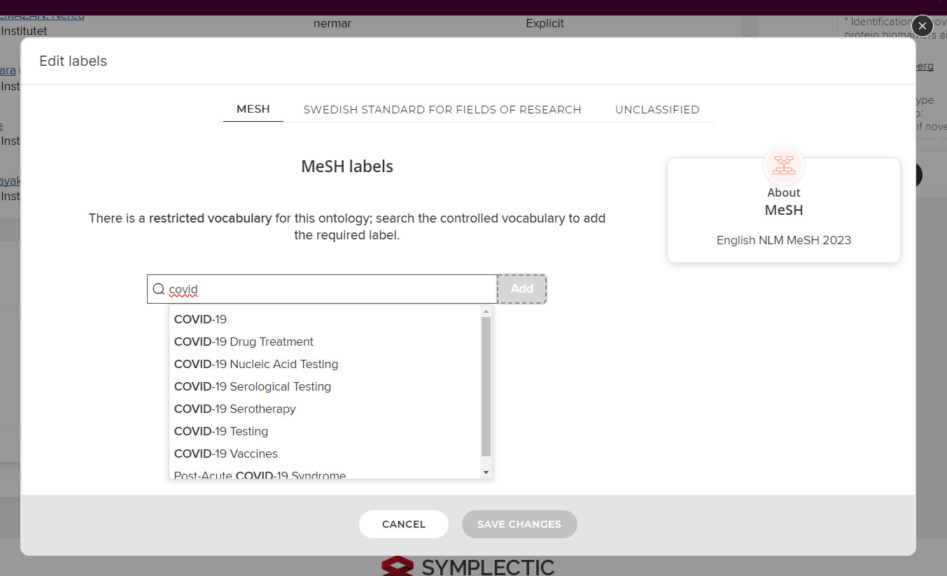 Screenshot  that show how to add labels in KI RIMS