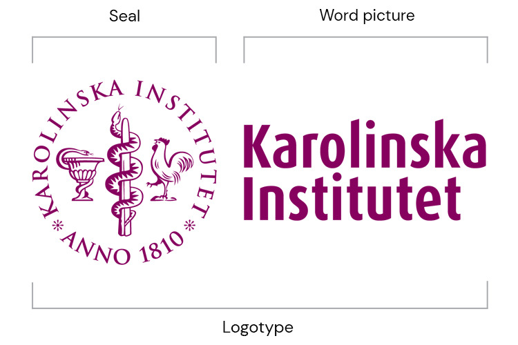 KI's logo consists of seal and word picture (Karolinska Institutet)