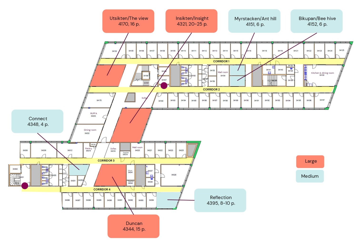 Map of meeting rooms at LIME