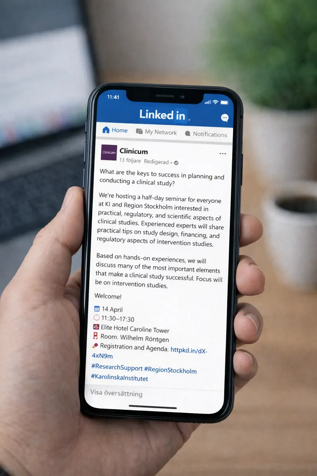 A mobile phone with LinkedIn