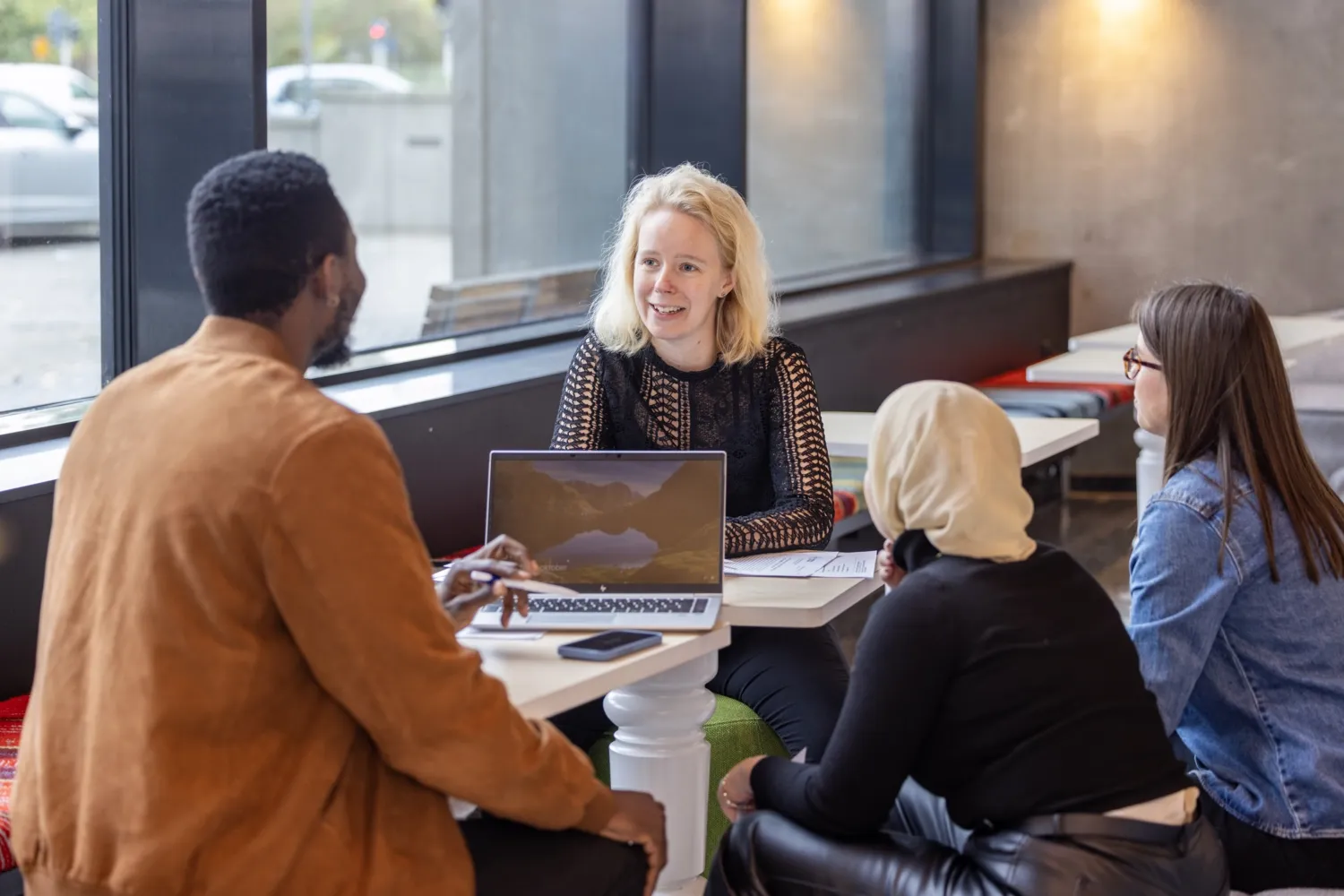 People interacting in the Widerströmska building