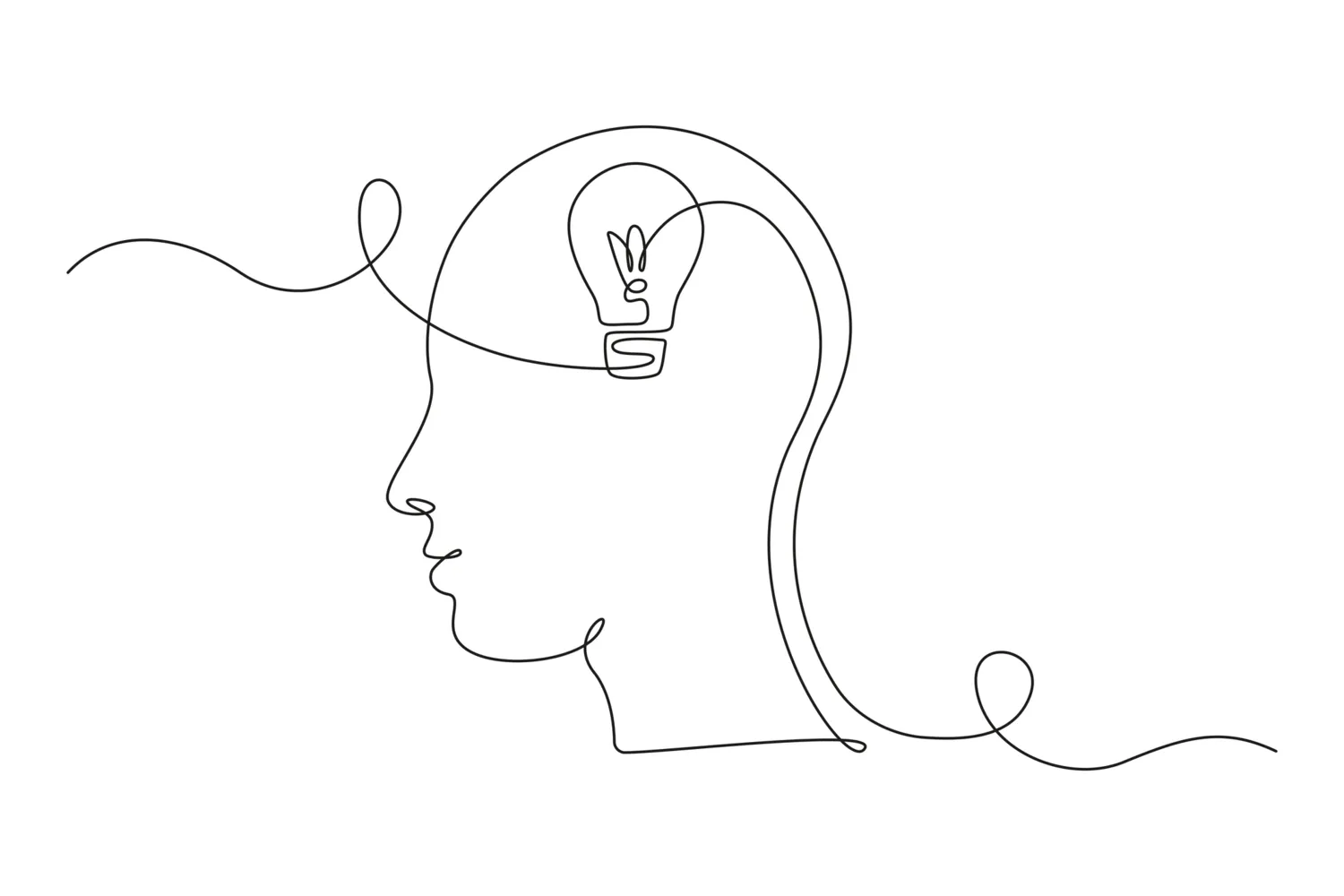 Graphic illustration of brain and ideas.