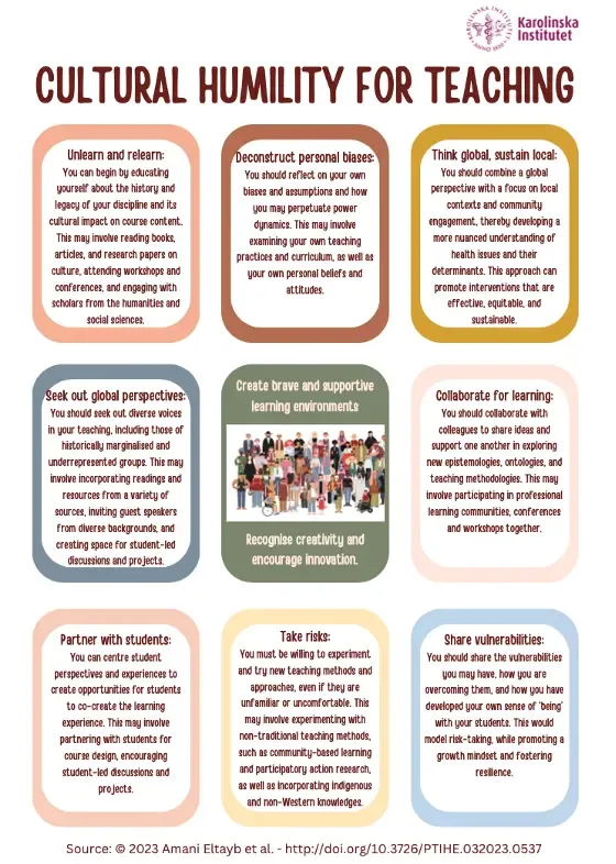 An image of the handout on cultural humlity for teaching