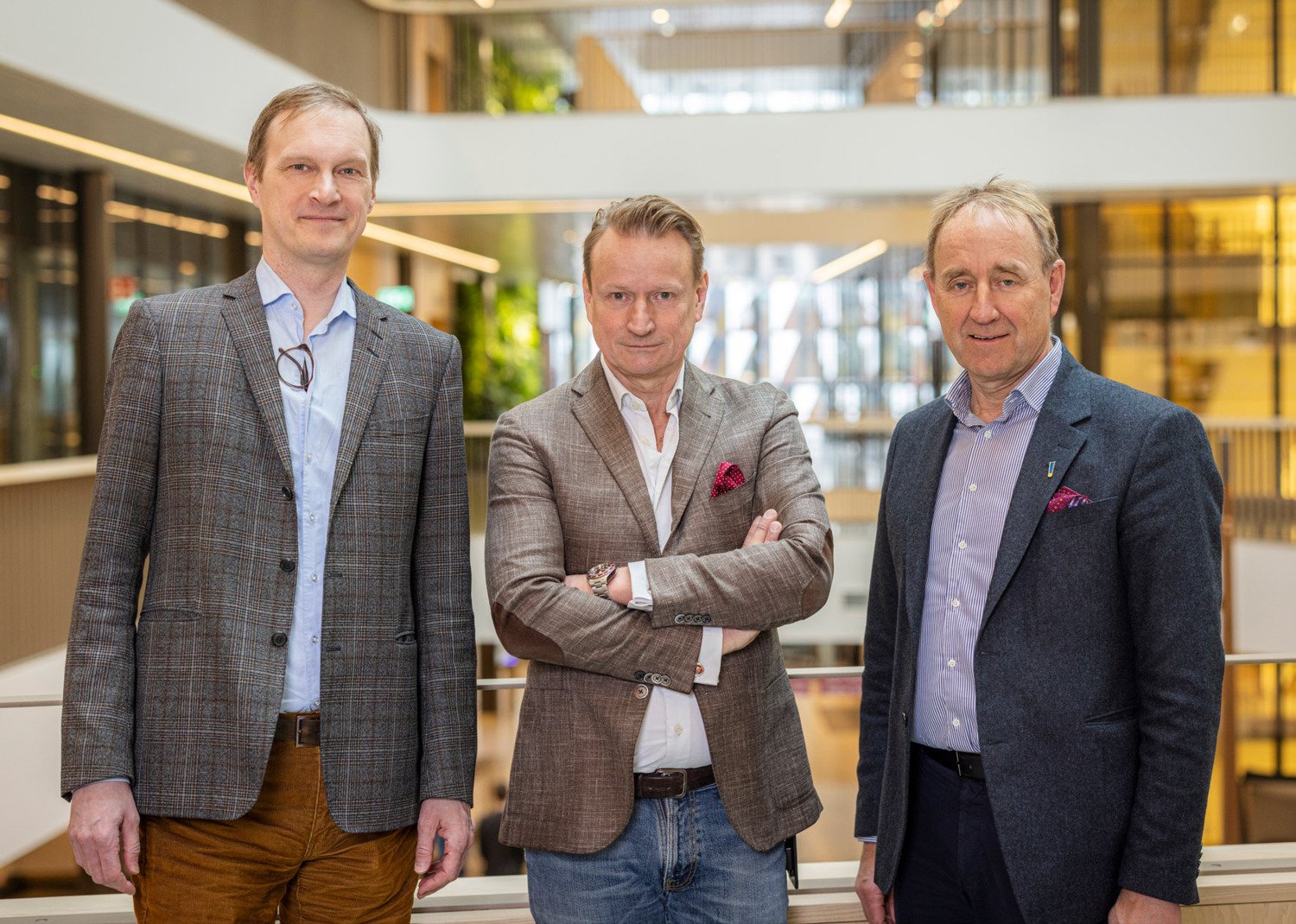 KI's dean Sten Linnarsson, Matti Sällberg and Carl-Johan Sundberg