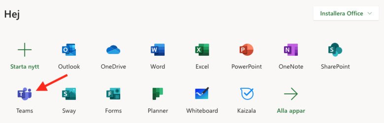 How Teams is shown in the Office 365 menu