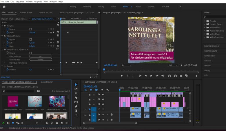 Video editing in Adobe Premiere Pro