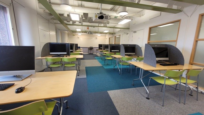 examination hall with 10 computers