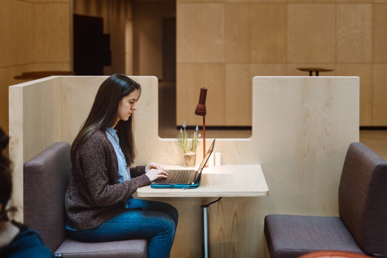 Student with computer.