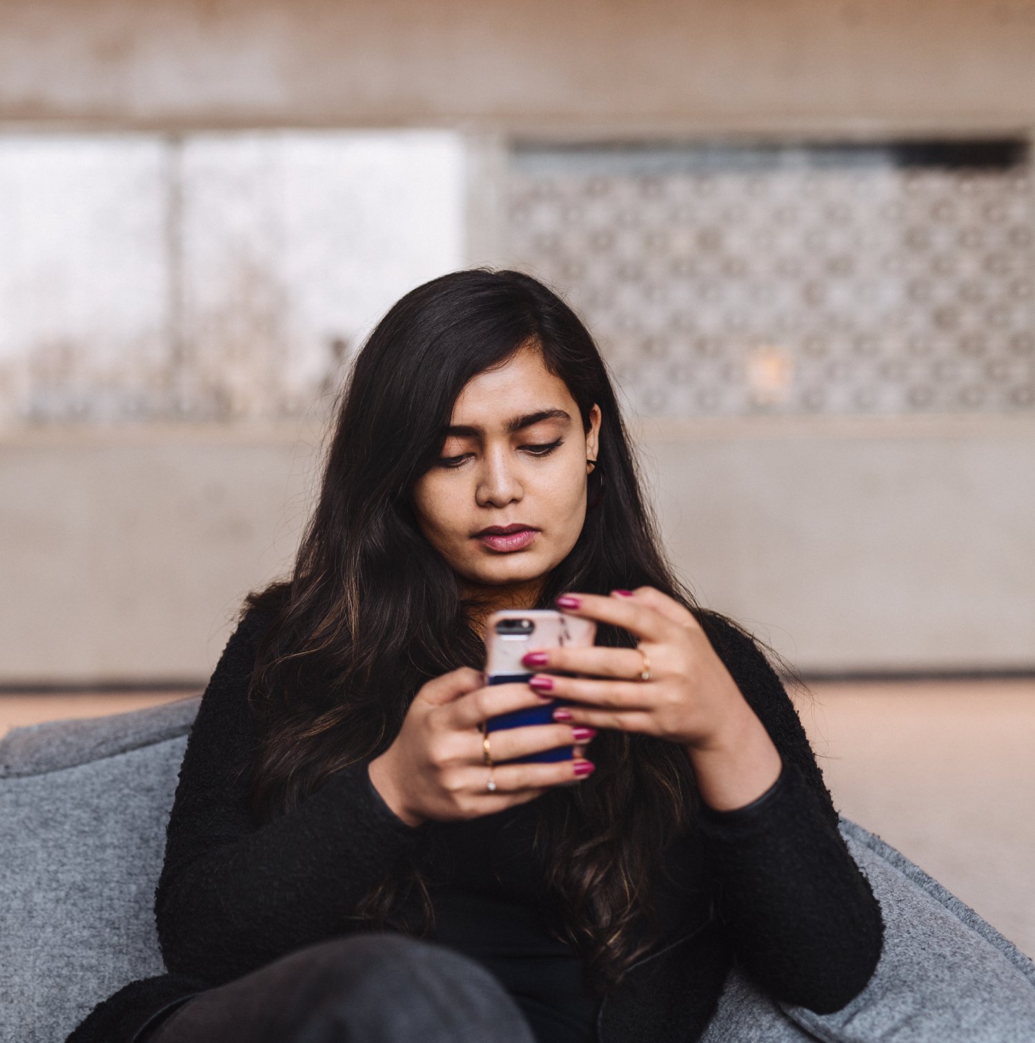 Student with phone.