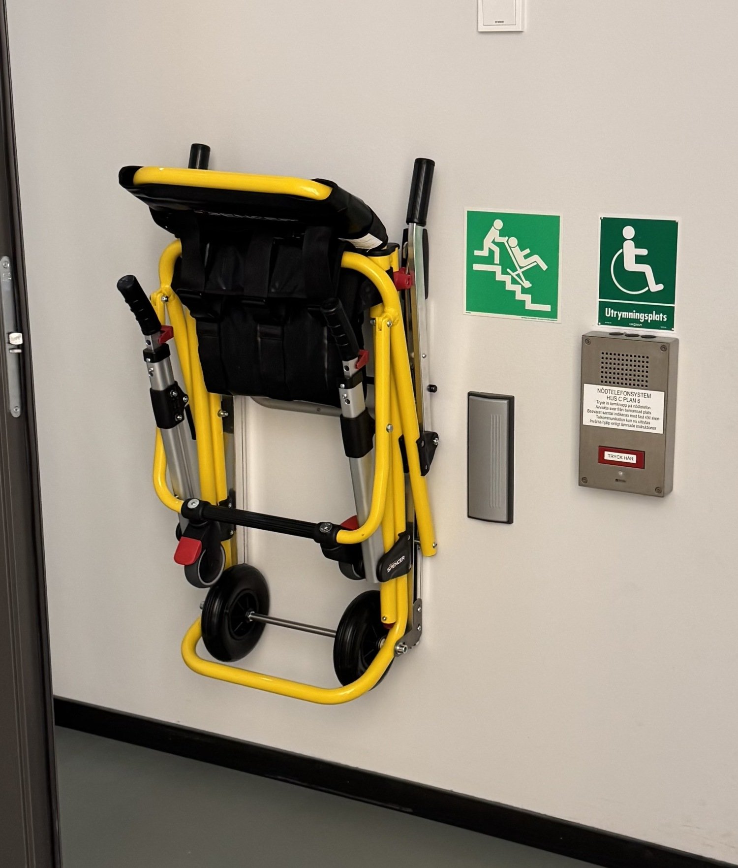 an evaculation chair to use for people who cannot use the stairs themselves.