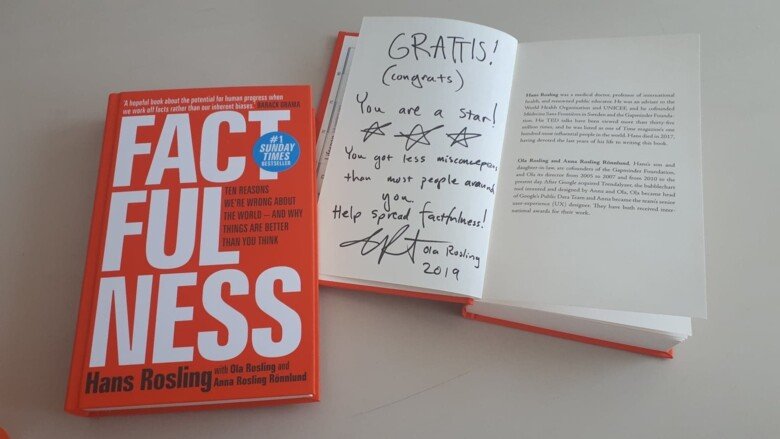 The book "Factfullness" signed and with greeting