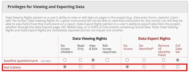 REDCap new instrument access