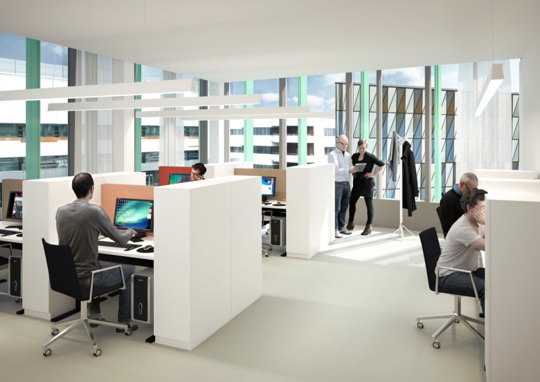 Illustration of office spaces.