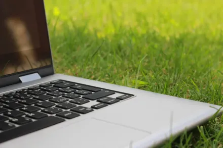 Computer on a lawn.