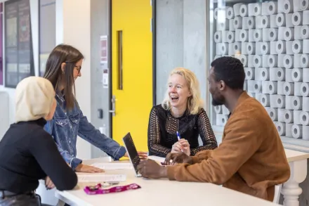 People interacting in the Widerströmska building