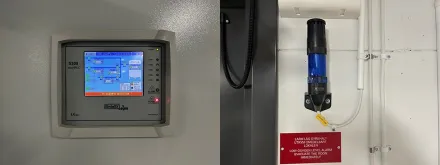 Image of alarm display and flashlight for low oxygen level alarm in the ANA Futura freezer facility.